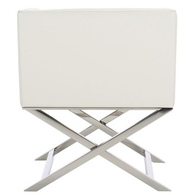 Transitional Luxe White Leather Director's Accent Chair with Chrome Finish