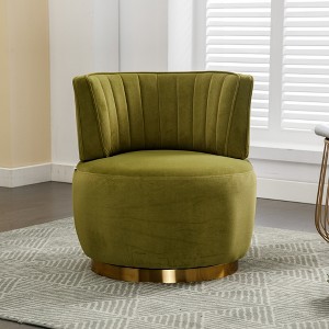 360 Degree Swivel Cuddle Barrel Accent Sofa Chairs with Wide Upholstered - 1 of 4