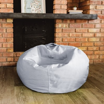 Gray Polyester Nylon Blend Round Bean Bag Chair with Removable Cover