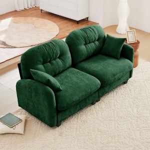74" Beige Loveseat Cloud Sectional Couches Chenille Fabric Tufted Cushion Backrest Design High Quality Wooden Base for Living Rooms - 1 of 4