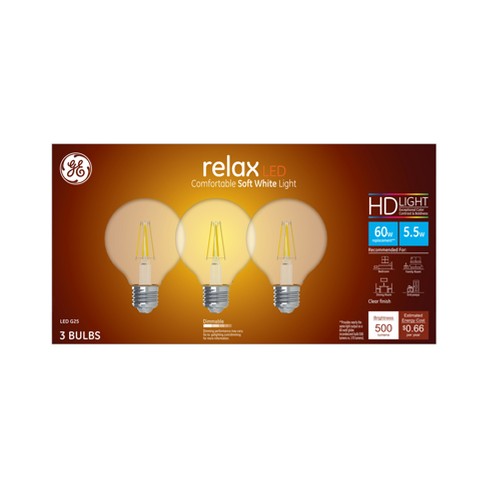 Ge 3pk 5.5w 60w Equivalent Relax Led Hd Globe Light Bulbs : Target