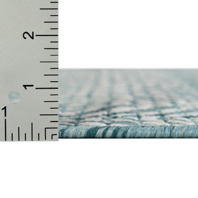 Aqua and Ivory Trellis Outdoor Rectangular Rug