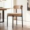 Dexmalle Set of 4 Black Metal Legs Dining Chair with Curved Back,Beige - 3 of 4