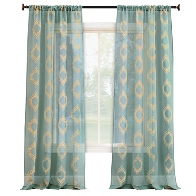Collections Etc Beautiful Embroidered Sheer Rod Pocket Curtain Panel