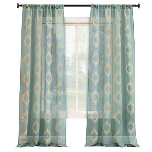 Collections Etc Beautiful Embroidered Sheer Rod Pocket Curtain Panel - 1 of 3