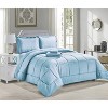 Plazatex Embossed Dobby Stripe 8 Pieces Comforter Bed In A Bag Set Lt. Blue - 2 of 4