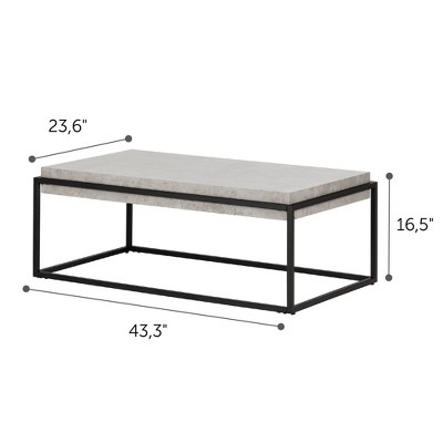 Mezzy Industrial Rectangular Coffee Table in Concrete Gray and Black