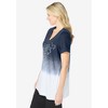 Woman Within Plus Size Short-Sleeve V-Neck Embroidered Dip Dye Tunic - 4 of 4