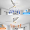 Modern Flush Mount Ceiling Fan 52'' Low Profile Ceiling Fan with Lights and Remote 3 Wood Blades Dimmable LED Reversible DC for Kitchen Bedroom - 2 of 4