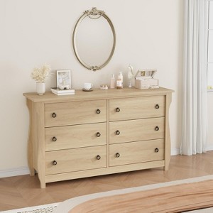 Nasitip Drawer Dresser-Boho Dresser with Curved Legs, Rattan Accents for Living Room, Bedroom Entryway or Balcony - 1 of 4