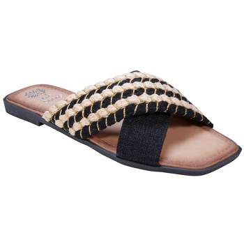 GC Shoes Charita Cross Strap Woven Slide Flat Sandals