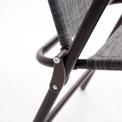 Gray Steel Frame Folding Camping Chairs with Arms, Set of 2