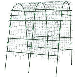 Metal Garden Trellis, Arch Trellis for Climbing Plants Outdoor, A-Frame, with Climbing Net, 57" x 66" x 81" - 1 of 4