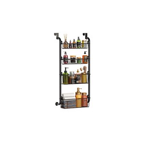 Over The Door Pantry Organizer, Pantry Organization and Storage, Black Hanging Basket Wall Spice Rack with Adjustable Baskets - 1 of 4