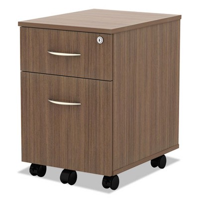 Walnut Woodgrain 25'' Lockable 2-Drawer Mobile File Pedestal