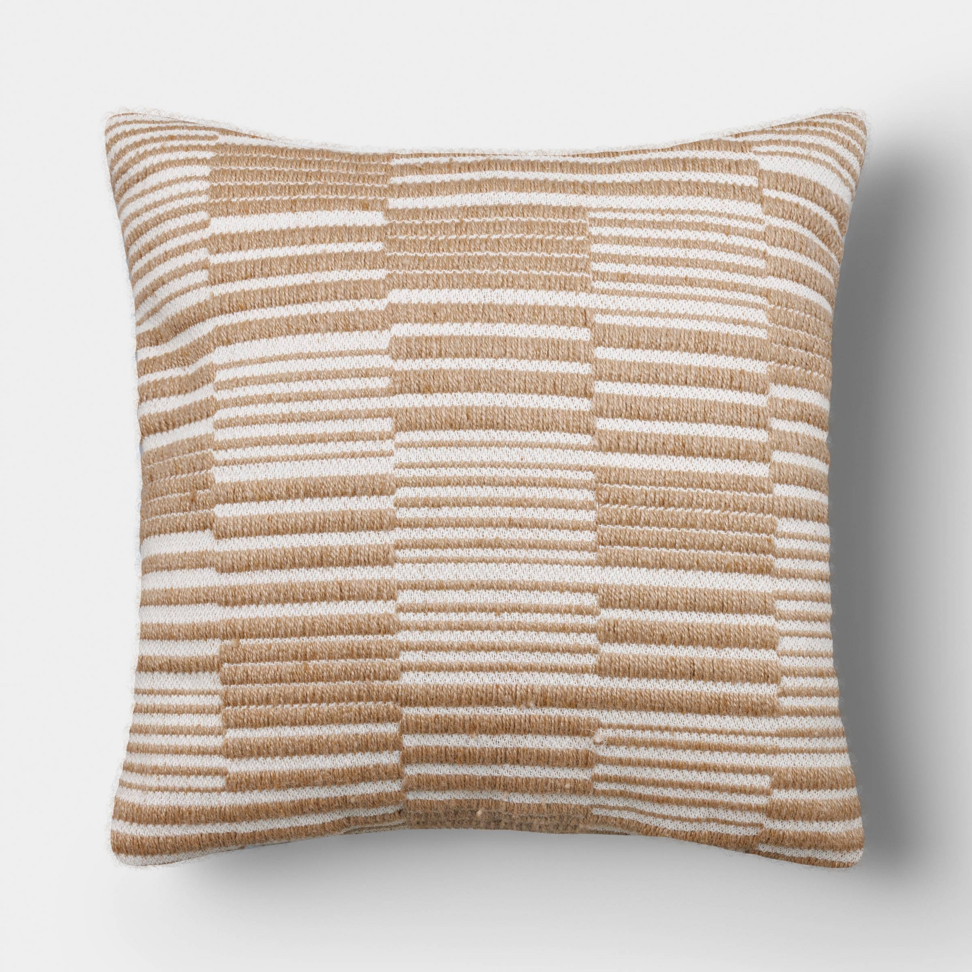 20"x20" Blocked Stripe Woven Pillow Tan/Ivory - Threshold™
