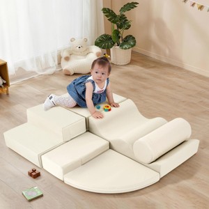 SEVOBAL Baby Activity Gyms 6 Piece Soft Climbing Set for Toddlers Crawling and Play, Beige, 25.83"*21.33"*17" - 1 of 4