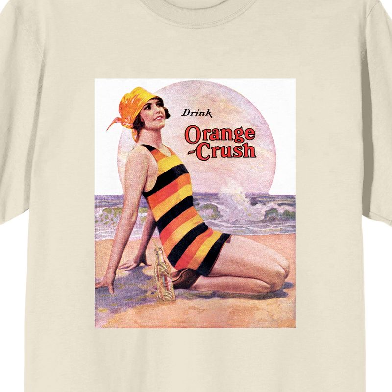 "Drink Orange Crush" Woman On Seashore Vintage Advertisement Men's Natural Graphic Tee, 2 of 4