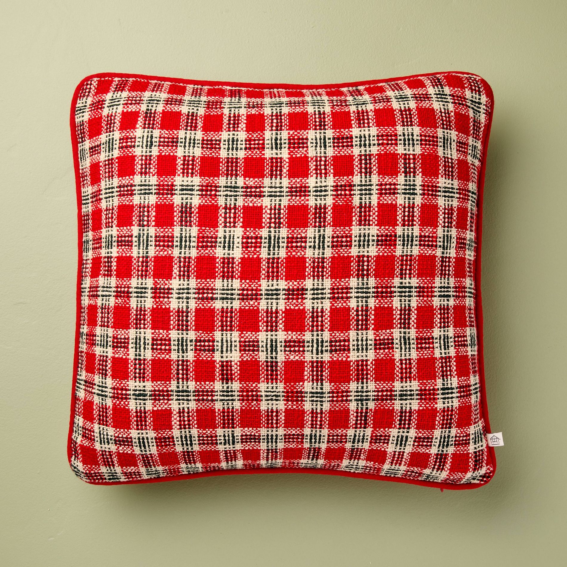 18"x18" Plaid Square Toss Pillow Red - Hearth & Hand™ with Magnolia