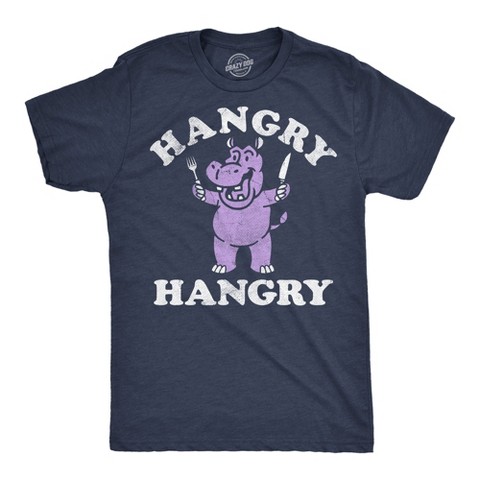 Мужские футболки Crazy Dog T-Shirts, Inc. Mens Funny T Shirts Hangry Hangry Hippo Sarcastic Graphic Novelty Tee for Men - Crazy Dog Men's T Shirt for Animal Lovers Navy XXL