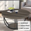 Lirago 31.69" Round Coffee Table 2 Tier Modern Wooden Cocktail Table with Metal Base for Living Room Office Sturdy and Elegant Design Gray - 3 of 4