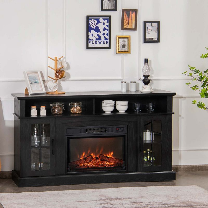 Costway 58" Fireplace TV Stand W/ 1400W Electric Fireplace for TVs up to 65 Inches Grey/Black/Brown/White, 4 of 11