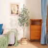DR.Planzen 5-7FT Artificial New Style Olive Plants with Realistic Leaves and Natural Trunk, Silk Fake Potted Tree for Office Home Decor - 3 of 4