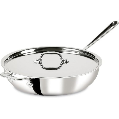 All-Clad D3 3-Ply Stainless Steel Large Weeknight Fry Pan with Lid 4 Quart