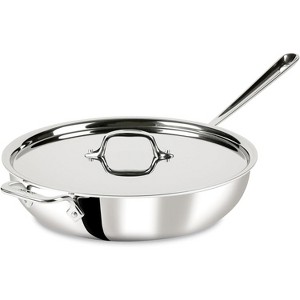 All-Clad D3 3-Ply Stainless Steel Large Weeknight Fry Pan with Lid 4 Quart - 1 of 4