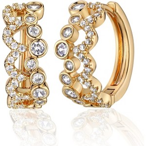 Cubic Zirconia Huggie Earrings 14k Gold Plated Tiny Earrings Small Huggie Hoop Earrings Simple Lightweight Hoops Gift for Women - 1 of 4