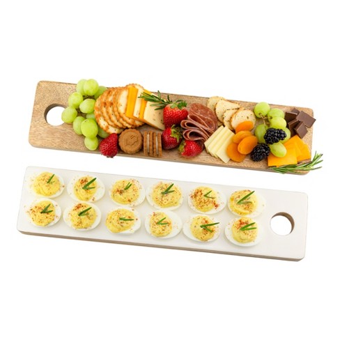 Auldhome Design Enamel and Wood Deviled Egg Charcuterie Board White