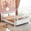 TopComfy Beds Full Size Wood Platform Bed Frame Low Profile Full Bed with Rails Sturdy Wood Build Rails for Kids, White, 69.48"*17.91"*7.48" - 2 of 4