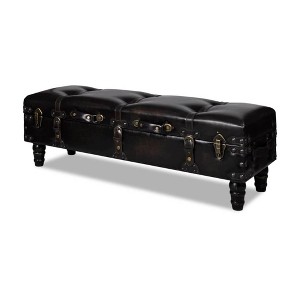 vidaXL Storage Bench 43.7 in. Dark Brown Solid Wood Pine&Faux Leather - 1 of 4