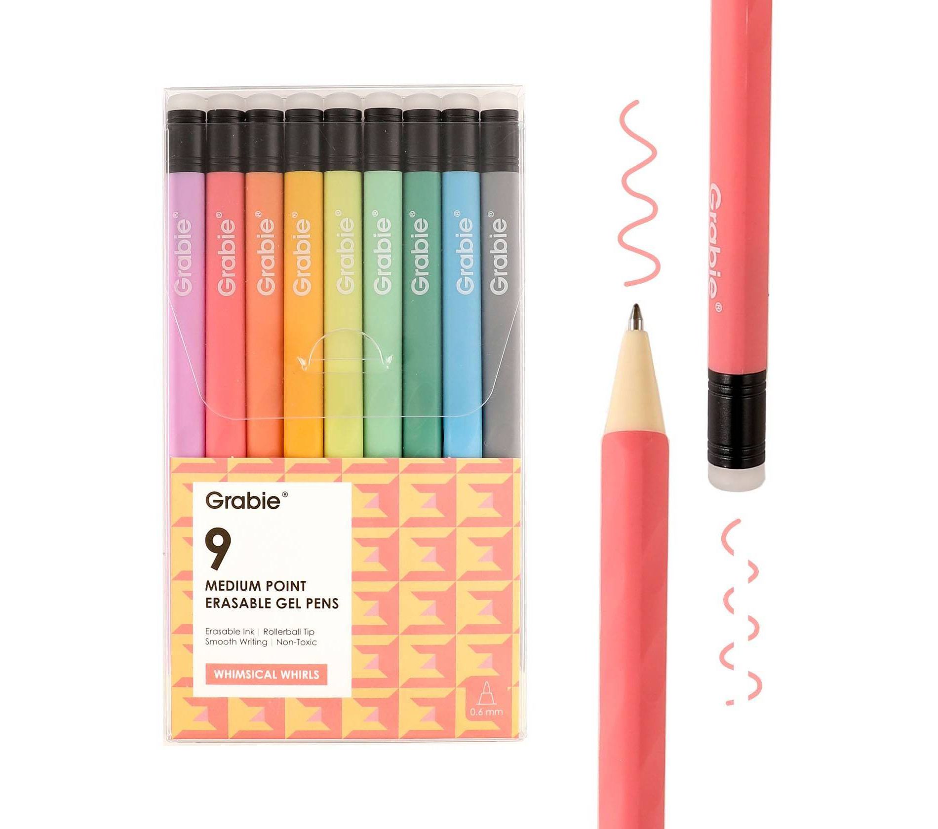 Grabie 9ct Medium Point Erasable Gel Pen Set Whimsical Whirls