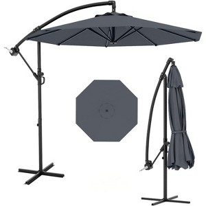 TackView 10FT Outdoor Patio Hanging Offset Cantilever Umbrella, Cantilever Market Umbrella with Cross Base - 1 of 4