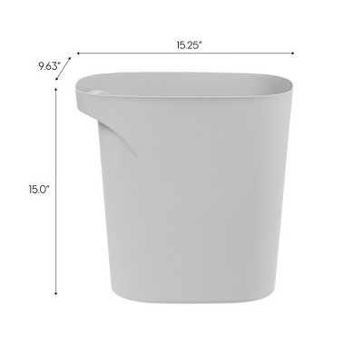Gray 6 Gallon Plastic Wastebasket with Handles, Set of 3