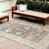 2' X 3' Gray and Orange Floral Stain Resistant Indoor Outdoor Area Rug - 2 of 4