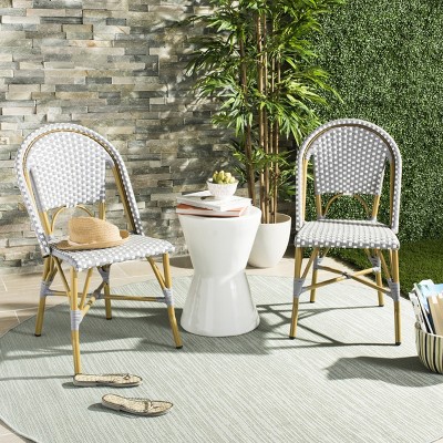 Salcha Gray and White Wicker Bistro Side Chair Set