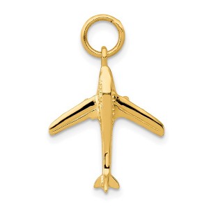 Black Bow Jewelry 14k Yellow Gold 3D Jet Plane Charm - 1 of 4
