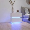 KWPZQEB White Color High Glossy Bedside Table with RGB Led Light and Bluetooth Control, Nightstand with 2 Drawers, Night Stand for Bedroom, White - 3 of 4