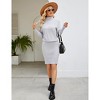 Womens Long Sleeve Knit Short Dress Bodycon Pullover Sweater Dress Ribbed High Neck Gray XL - 4 of 4