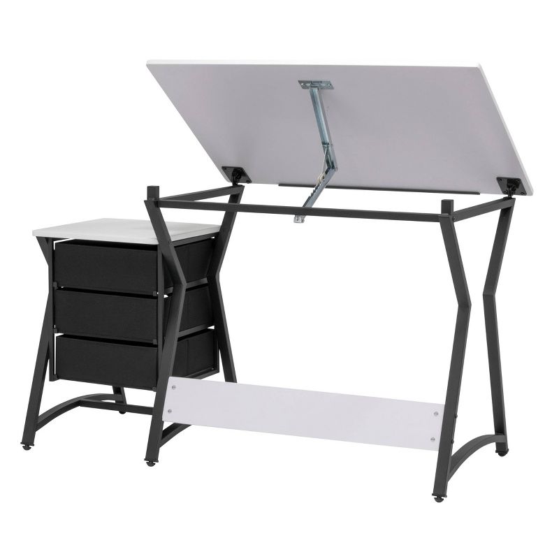 2pc Hourglass Craft Center Drawing Desk with Angle Adjustable Top Drawers and Stool - Studio Designs Home, 5 of 19