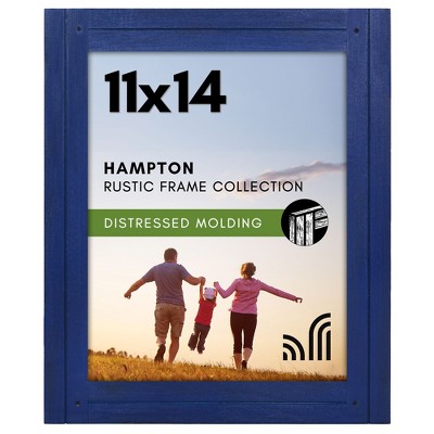 Americanflat 11x14 Picture Frame with Polished, Crystal Clear Glass - Hampton Collection - Distressed Wood Picture Frames for Wall Display - Navy Blue