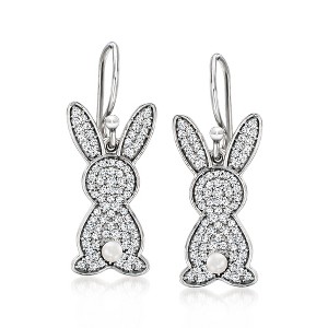 Ross-Simons 0.70 ct. t.w. White Topaz Bunny Drop Earrings With 2.5-3mm Cultured Pearls in Sterling Silver - 1 of 3