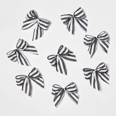 8ct Striped Christmas Bow Black/White - Wondershop™