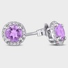 Amethyst and Diamond Stud Earrings in Sterling Silver - Purple - 2 of 4