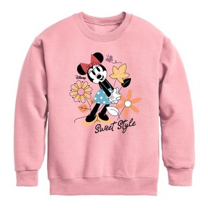 Boys' - Disney - Minnie Mouse Sweet Style Graphic Long Sleeve Fleece Sweatshirt - 1 of 4