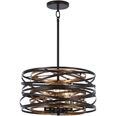 Minka Lavery Dark Bronze Mosaic Gold Pendant Chandelier 16" Wide Modern 5-Light Fixture for Dining Room House Foyer Kitchen Home