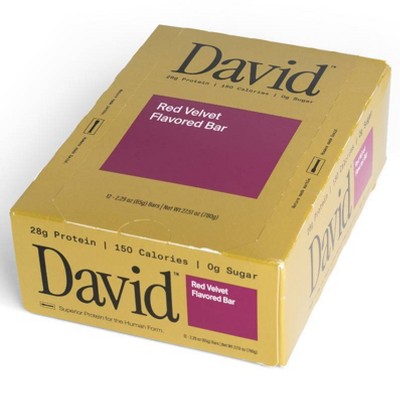 David Protein Protein Bars with 28g Protein - Red Velvet Flavor - 12ct