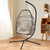 FDW Egg Hanging Chair with Stand Hammock Chair Hanging Patio Swing Chair UV Resistant Cushion for Indoor Bedroom Outdoor Garden Backyard Balcony(Tan) - 2 of 4